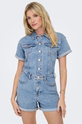 Combishort en jean - Bleu clair