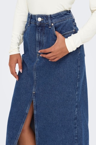 Jupe midi en jean taille haute - Bleu