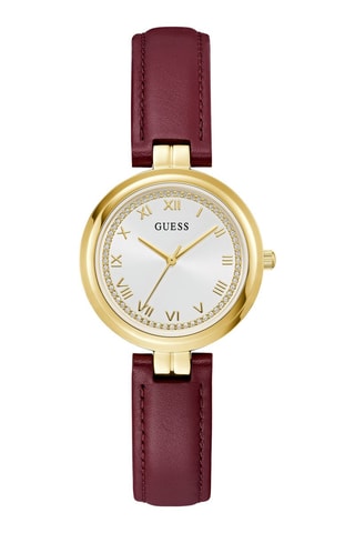 Montre à quartz en cuir - Bordeaux et doré