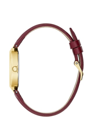 Montre à quartz en cuir - Bordeaux et doré