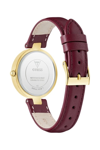 Montre à quartz en cuir - Bordeaux et doré
