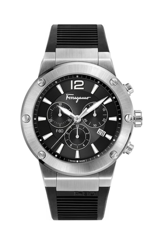 Montre à quartz en caoutchouc - Chronographe - Noir et argenté