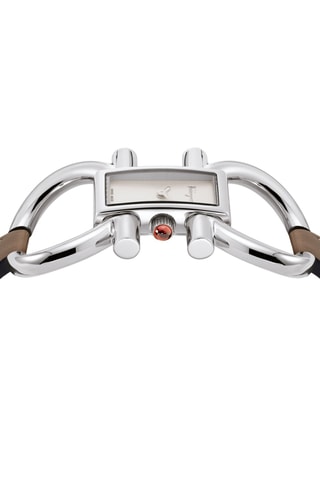 Montre à quartz en cuir - Marron et argenté