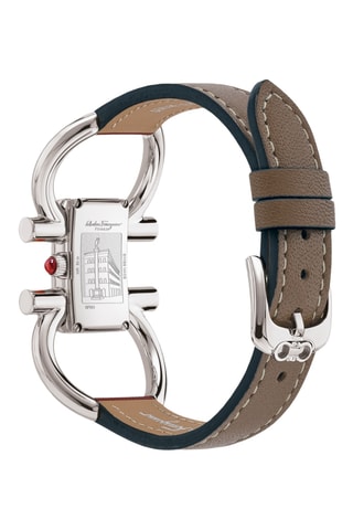 Montre à quartz en cuir - Marron et argenté