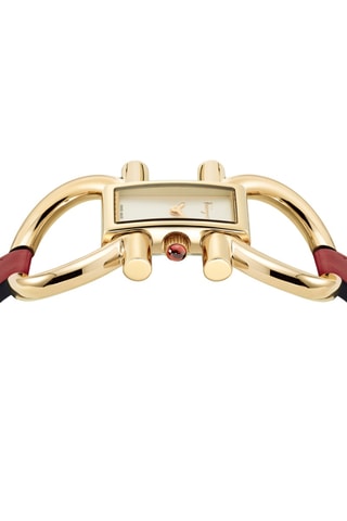 Montre à quartz en cuir - Rouge et doré