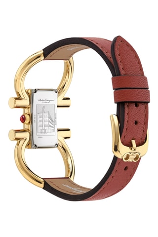 Montre à quartz en cuir - Rouge et doré