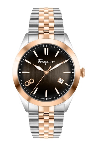 Montre à quartz en acier - Argenté et doré rose