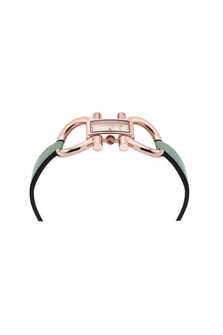 Montre à quartz en cuir de veau Vert et doré rose