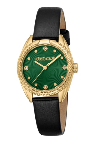 Montre à quartz en cuir Mirabile - Noir et doré