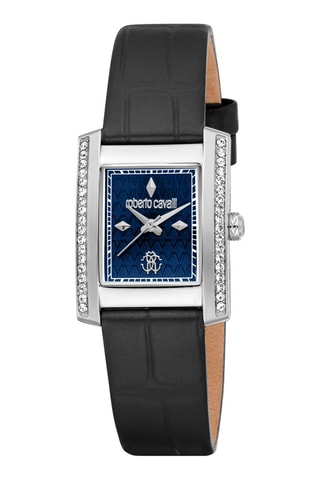 Montre à quartz en cuir Soletta - Noir et argenté