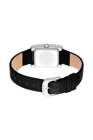 Montre à quartz en cuir Soletta - Noir et argenté