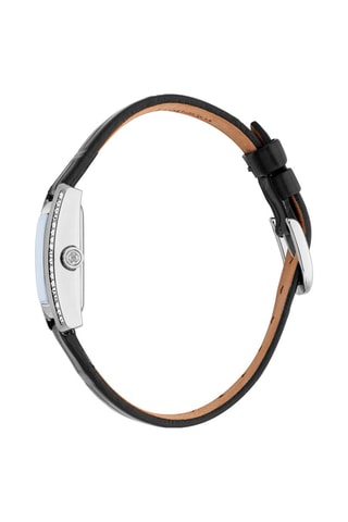 Montre à quartz en cuir Soletta - Noir et argenté
