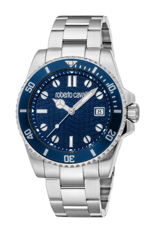 Montre à quartz en acier Marte - Argenté et bleu marine