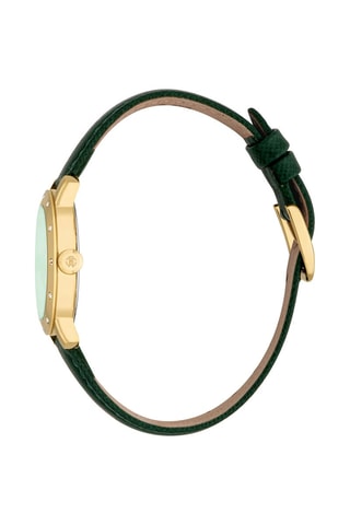 Montre à quartz en cuir Fiducia - Vert foncé et doré