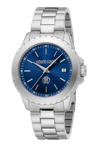 Montre à quartz en acier Sogno - Argenté et bleu marine