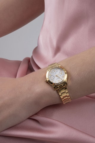 Montre à quartz en acier - Doré et blanc