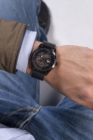 Montre à quartz en acier - Noir