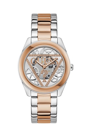 Montre à quartz en acier - Argenté et doré rose