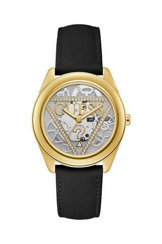 Montre à quartz en cuir - Noir et doré