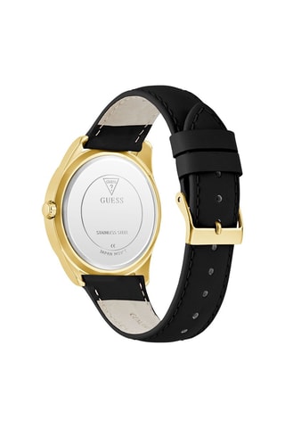 Montre à quartz en cuir - Noir et doré