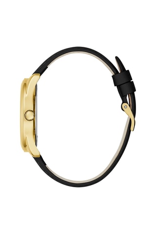 Montre à quartz en cuir - Noir et doré