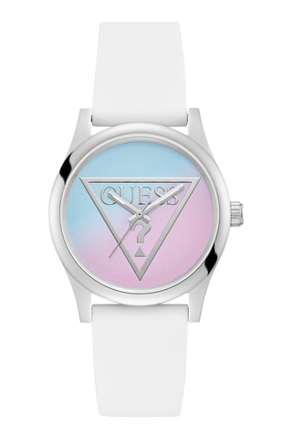 Montre à quartz en silicone - Blanc et argenté