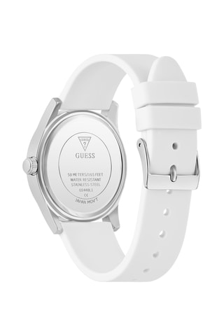 Montre à quartz en silicone - Blanc et argenté