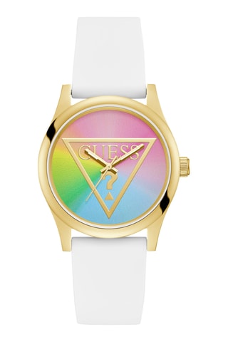Montre à quartz en silicone - Blanc et doré