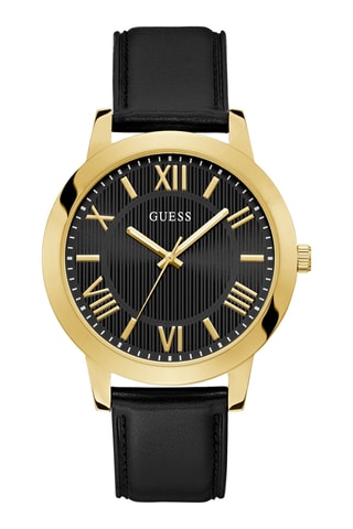 Montre à quartz en cuir - Noir et doré
