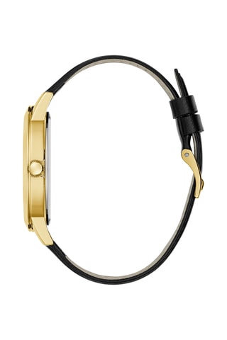 Montre à quartz en cuir - Noir et doré