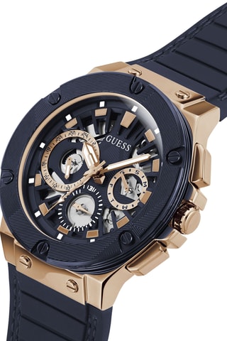 Montre à quartz en silicone - Bleu marine et doré