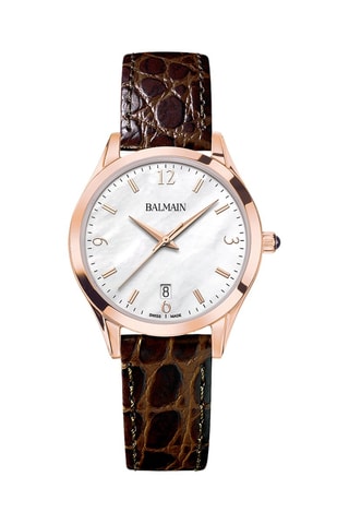 Montre à quartz en cuir Classic R - Marron et doré rose