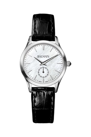 Montre à quartz en cuir Classic R - Noir et argenté