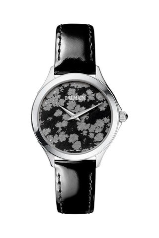 Montre à quartz en cuir Flamea - Noir et argenté