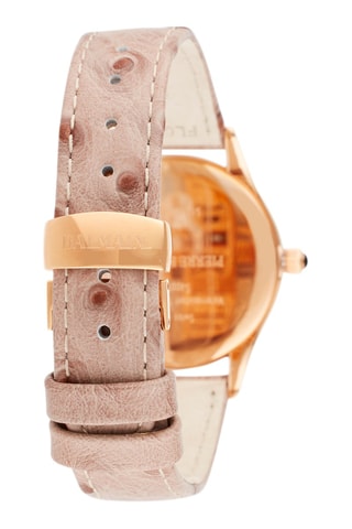 Montre quartz en cuir et nacre Classic R - 
Beige et doré rose