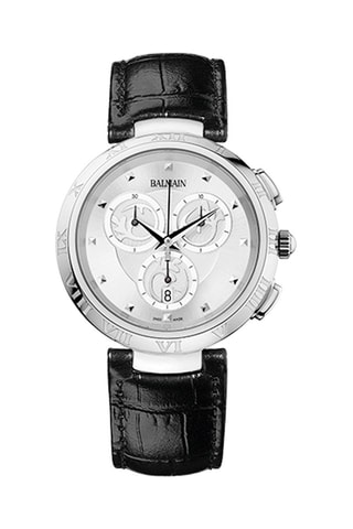 Montre à quartz en cuir Balmain Classica Chrono Lady - Chronographe - Noir et argenté