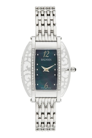 Montre à quartz en acier, nacre et diamants Fairy Arabesques - Argenté et noir