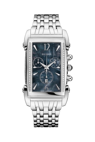Montre à quartz en acier, nacre et diamants Taffetas Chrono - Chronographe