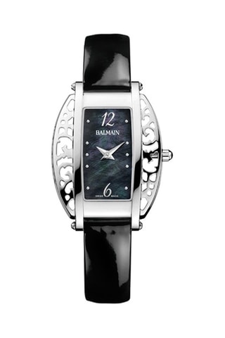 Montre à quartz en cuir verni Fairy Arabesques - Noir et argenté