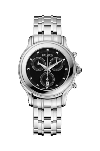 Montre à quartz en acier Eria Chrono Lady Round - Chronographe - Argenté et noir