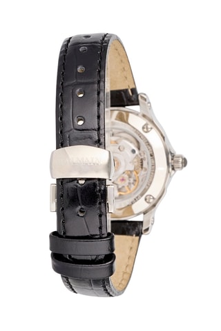 Montre automatique en cuir Eria - Noir et argenté