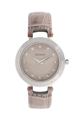 Montre à quartz en cuir Balmainia - Gris et argenté