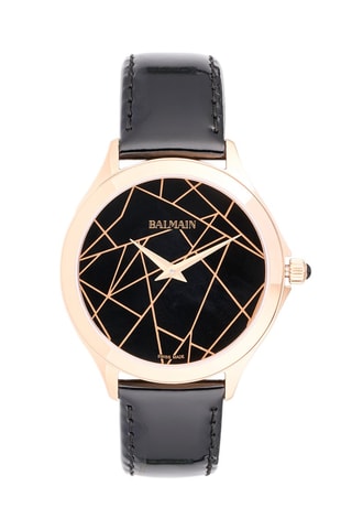 Montre à quartz en cuir Balmain Flamea - Noir et doré rose
