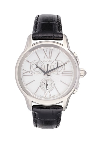 Montre à quartz en cuir Dream - Chronographe - Noir et argenté