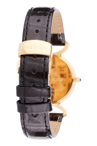 Montre quartz en nacre et cuir Taffetas - 
Noir et doré
