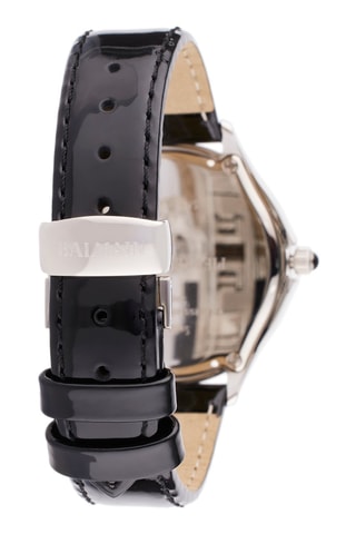 Montre quartz en cuir et nacre Flamea - 
Noir et argenté