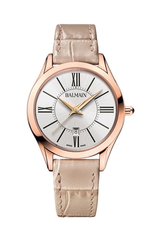 Montre à quartz en cuir Classir R - Beige et doré rose