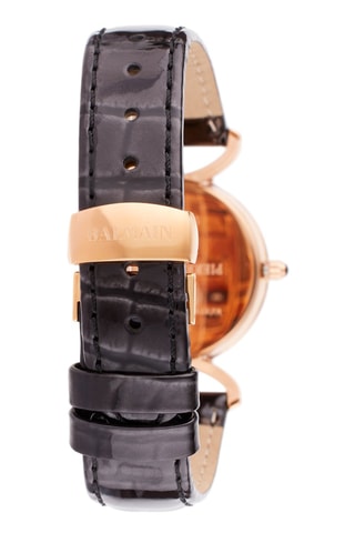 Montre quartz en nacre et cuir Taffetas - 
Noir et doré rose