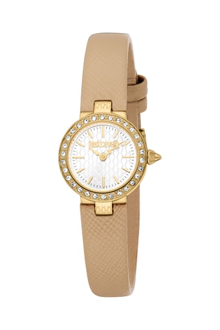 Montre à quartz en cuir et cristaux tchèques Serenita - Beige et doré