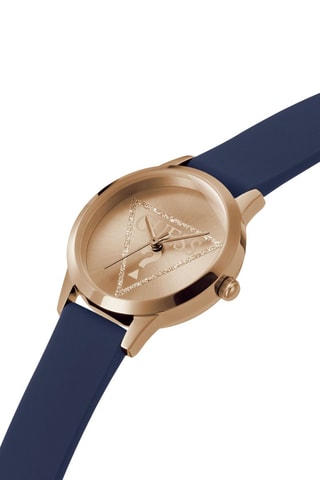 Montre à quartz en silicone - Bleu et doré rose